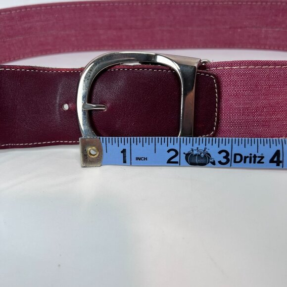 Vintage Royal Coachman Belt Medium 34-38 Red & Burgundy Canvas Silver Buckle - Picture 9 of 12